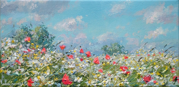 Mark Preston - poppies and blue sky, ednaston